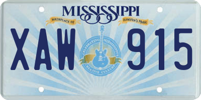 MS license plate XAW915
