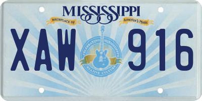 MS license plate XAW916