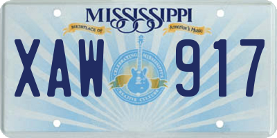 MS license plate XAW917