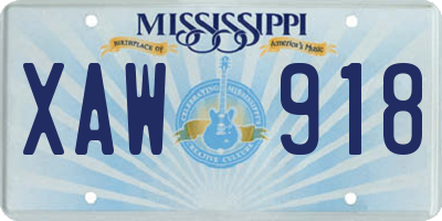 MS license plate XAW918