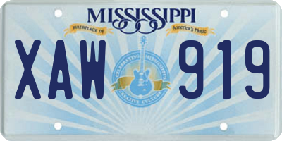MS license plate XAW919