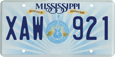 MS license plate XAW921
