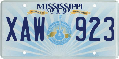 MS license plate XAW923