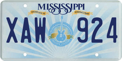 MS license plate XAW924
