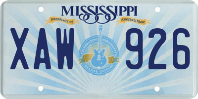 MS license plate XAW926