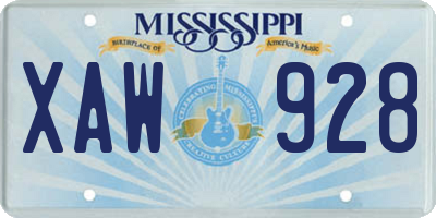 MS license plate XAW928