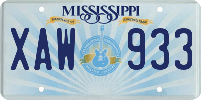 MS license plate XAW933