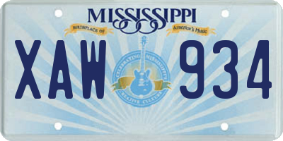 MS license plate XAW934