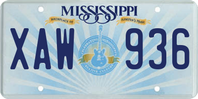 MS license plate XAW936