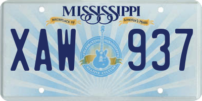 MS license plate XAW937