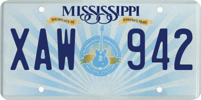 MS license plate XAW942