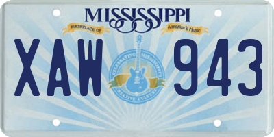 MS license plate XAW943