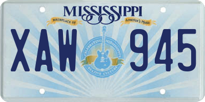 MS license plate XAW945