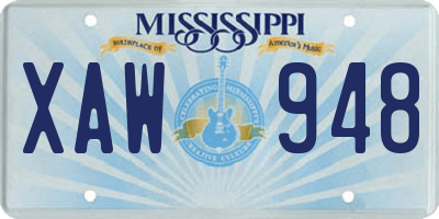 MS license plate XAW948