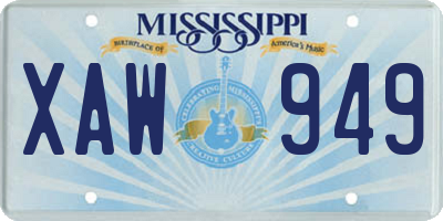 MS license plate XAW949