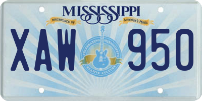 MS license plate XAW950