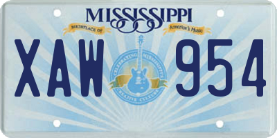 MS license plate XAW954