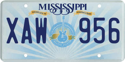 MS license plate XAW956