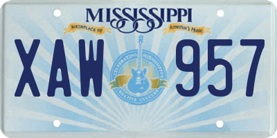 MS license plate XAW957