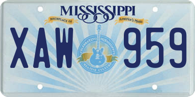 MS license plate XAW959