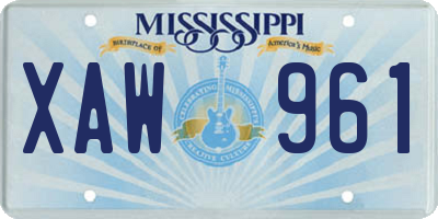 MS license plate XAW961