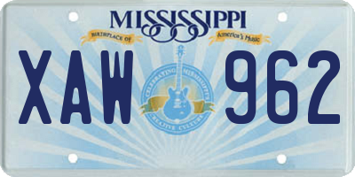 MS license plate XAW962