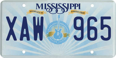 MS license plate XAW965