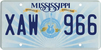 MS license plate XAW966