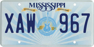 MS license plate XAW967
