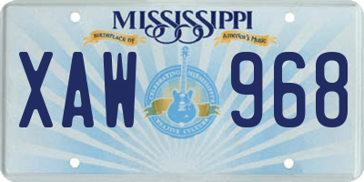 MS license plate XAW968