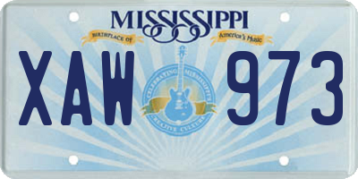 MS license plate XAW973