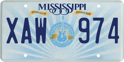 MS license plate XAW974