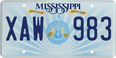MS license plate XAW983