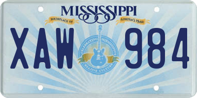 MS license plate XAW984