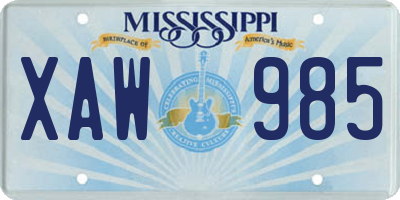 MS license plate XAW985