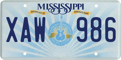 MS license plate XAW986