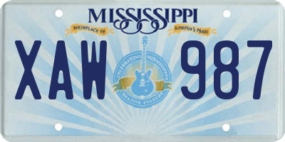 MS license plate XAW987