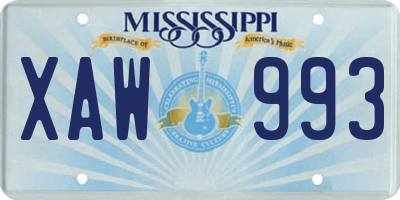 MS license plate XAW993
