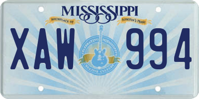 MS license plate XAW994