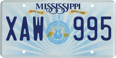 MS license plate XAW995