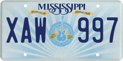 MS license plate XAW997