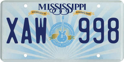 MS license plate XAW998