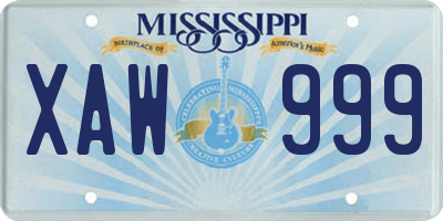 MS license plate XAW999