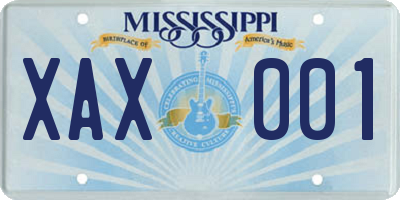 MS license plate XAX001