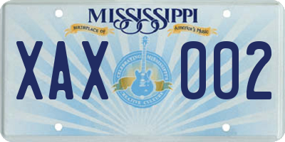 MS license plate XAX002