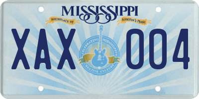MS license plate XAX004
