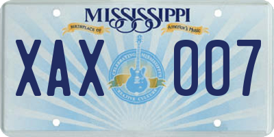 MS license plate XAX007