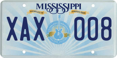 MS license plate XAX008
