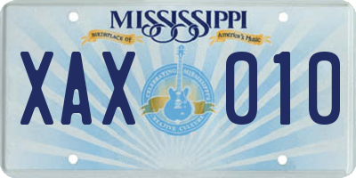 MS license plate XAX010