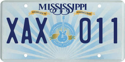 MS license plate XAX011